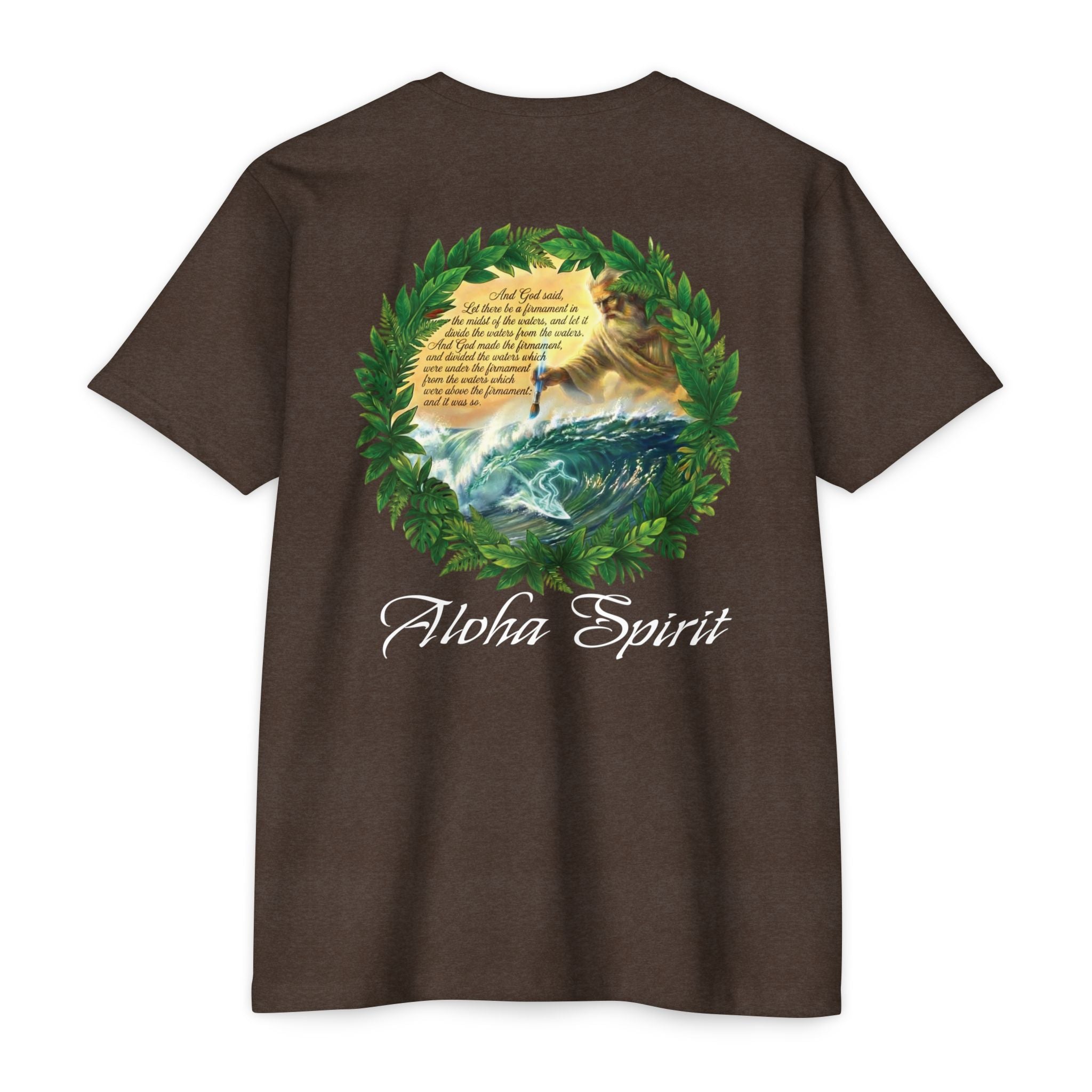 Genesis Surf T-Shirt — "God Drawing the Wave" Spiritual Surf Art