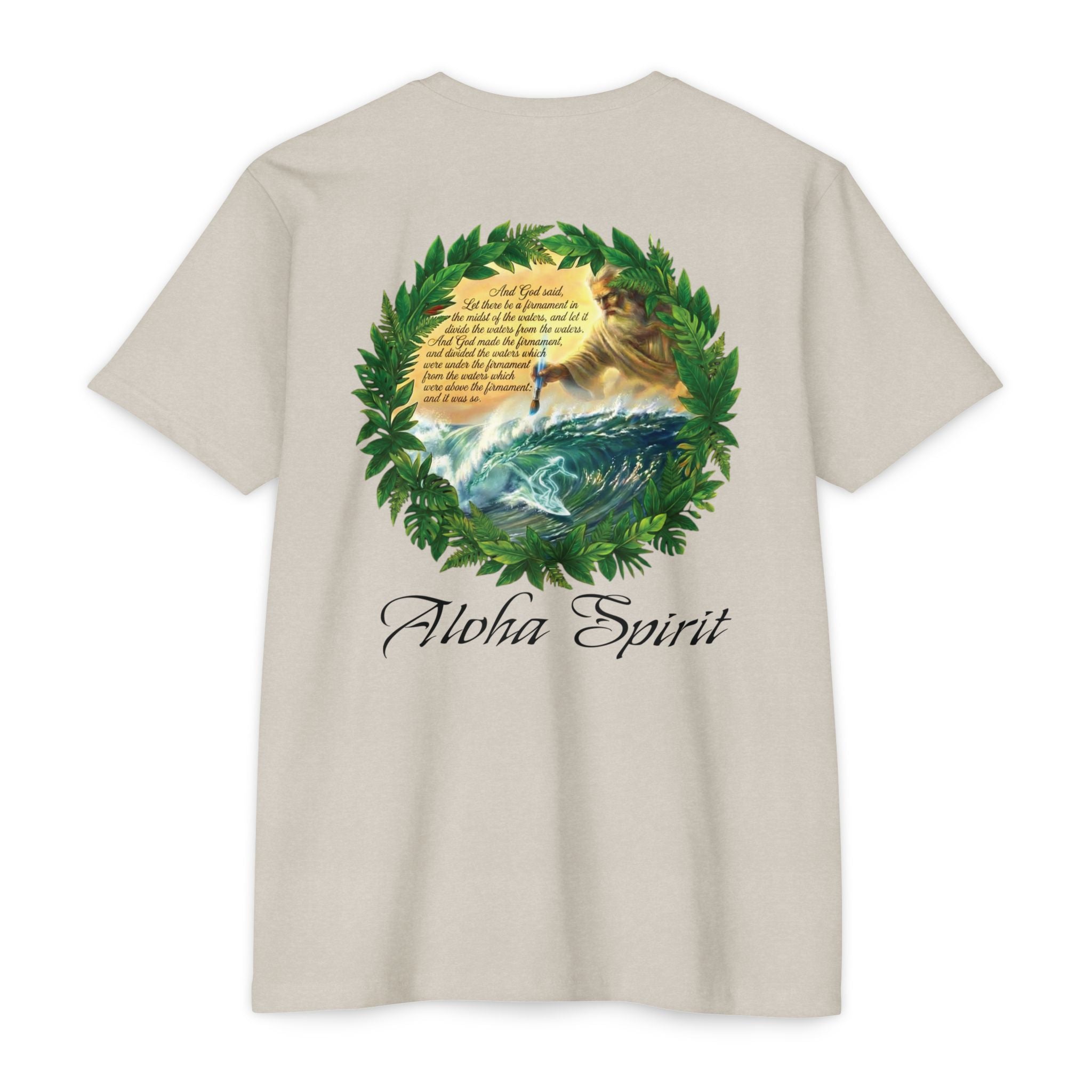 Genesis Surf T-Shirt — "God Drawing the Wave" Spiritual Surf Art